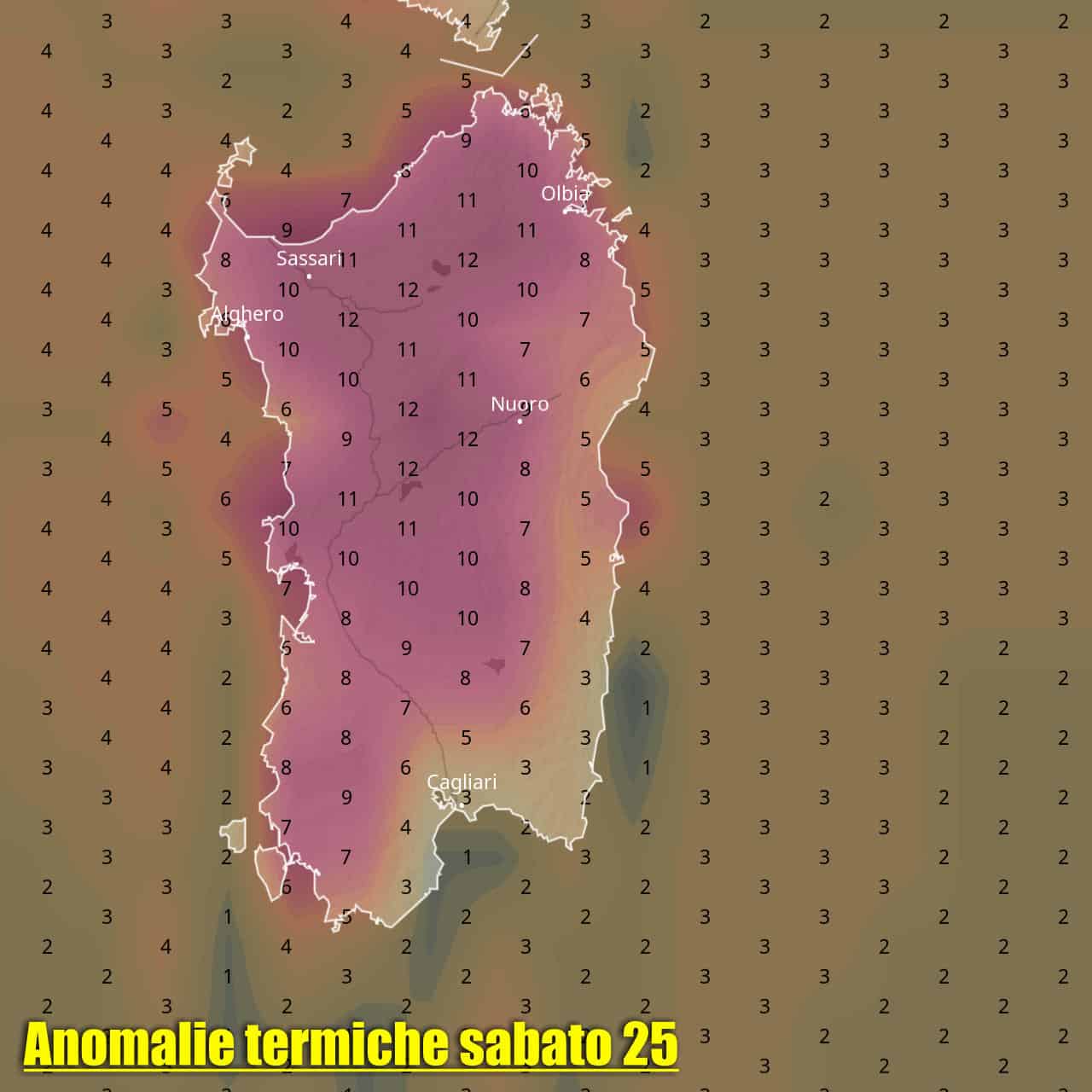 anomalia temperatura sardegna 25 settembre - SARDEGNA, meteo TROPICALE, molto CALDO con rischio TEMPORALI