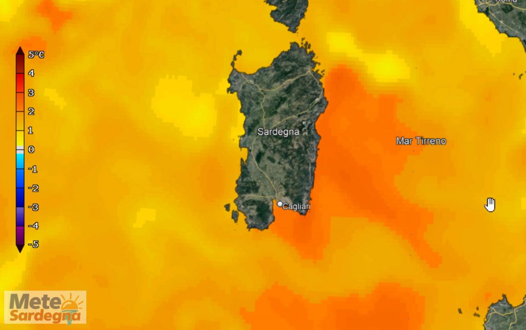 anomalie temperatura mari sardegna 1024x643 - Mari della Sardegna con temperature tropicali, ecco causa del meteo estremo