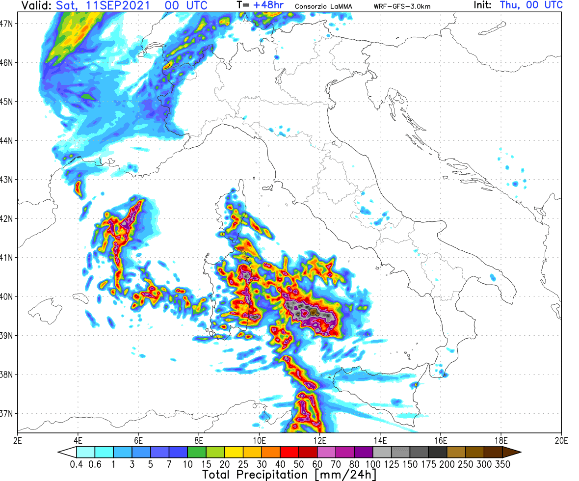 pcp24h.z1.3 - Meteo a rischio forti nubifragi in Sardegna: mappe di previsione