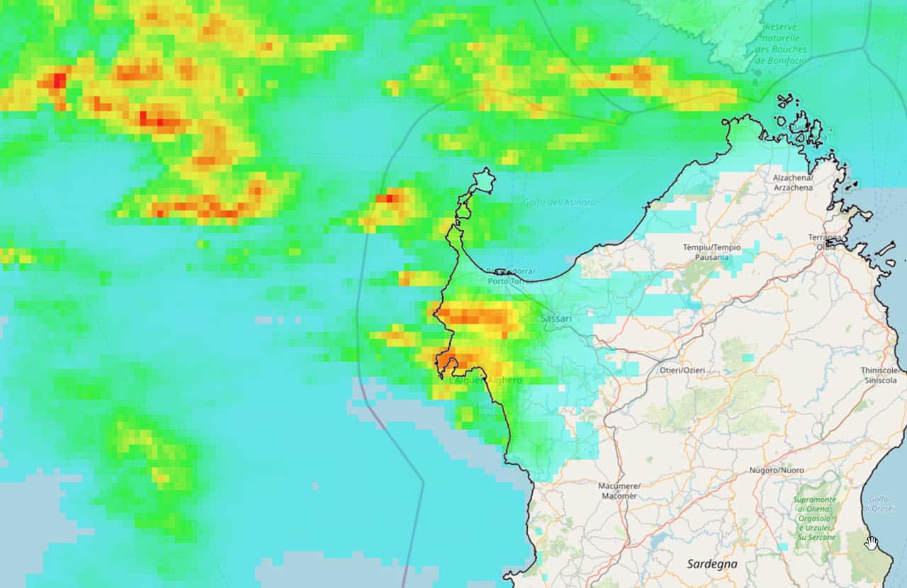 radar piogge - Sardegna, meteo di Alghero e sassarese patria dei temporali autunnali