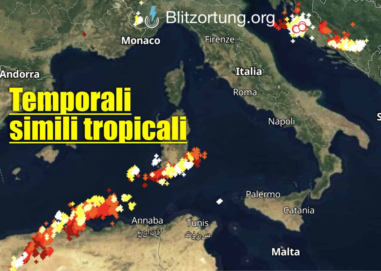 temporali notturni sardegna - Meteo Sardegna e Cagliari con TUONI, Lampi e Fulmini notturni dei Tropici
