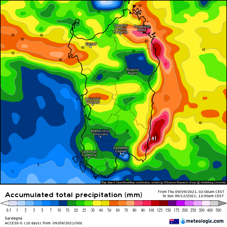 xx model en 343 0 modaus 2021090900 70 1177 157 - Meteo a rischio forti nubifragi in Sardegna: mappe di previsione