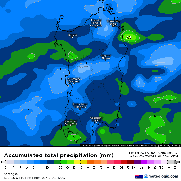 xx model en 343 0 modaus 2021091700 240 1177 157 - Meteo Sardegna, l’arrivo delle grandi piogge