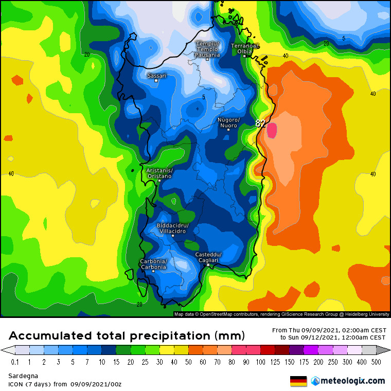 xx model en 343 0 moddeu 2021090900 70 1177 157 - Meteo a rischio forti nubifragi in Sardegna: mappe di previsione