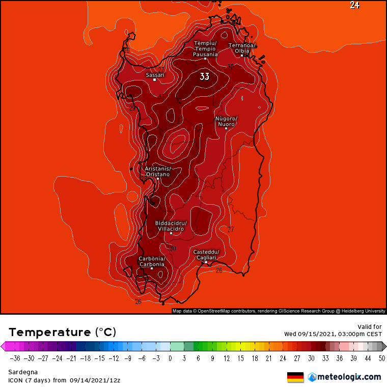 xx model en 343 0 moddeu 2021091412 25 1177 1 - Meteo Sardegna: Mercoledì 15 ondata di CALDO intenso, poi Stop? Macché