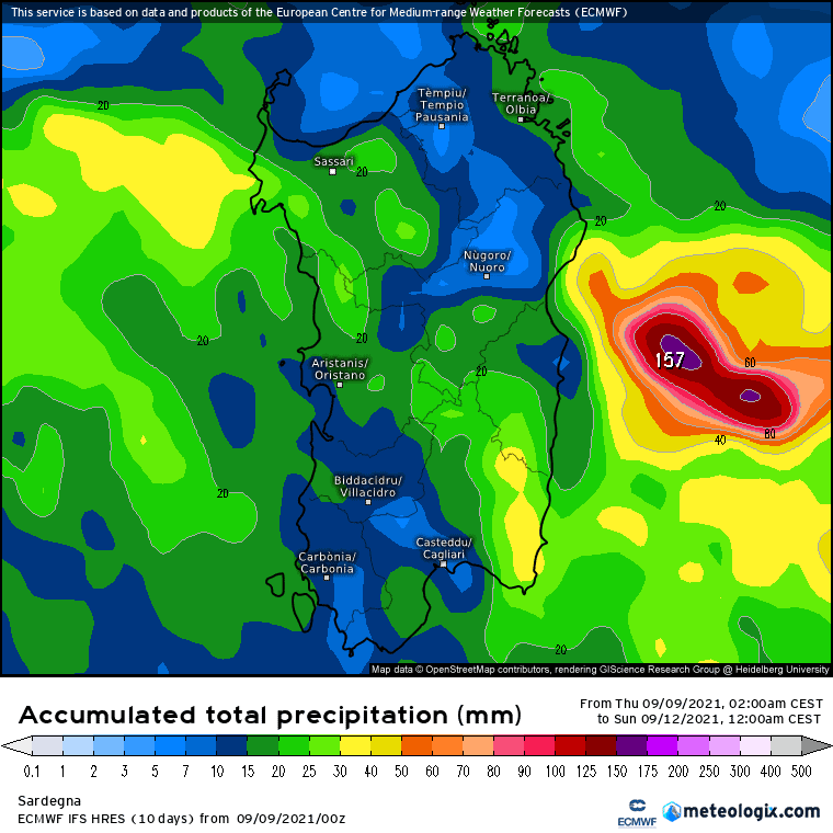 xx model en 343 0 modez 2021090900 70 1177 157 - Meteo a rischio forti nubifragi in Sardegna: mappe di previsione