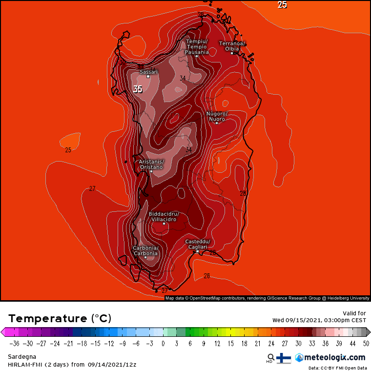 xx model en 343 0 modfin 2021091412 25 1177 1 - Meteo Sardegna: Mercoledì 15 ondata di CALDO intenso, poi Stop? Macché