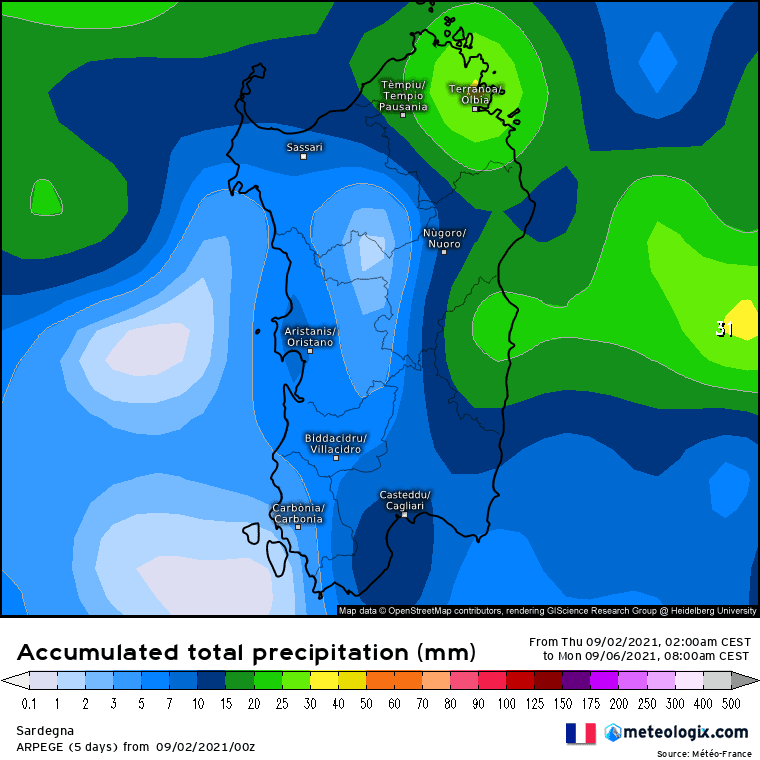 xx model en 343 0 modfra 2021090200 102 1177 157 - Meteo Sardegna, Temporali simil Tropicali. Mappe a confronto