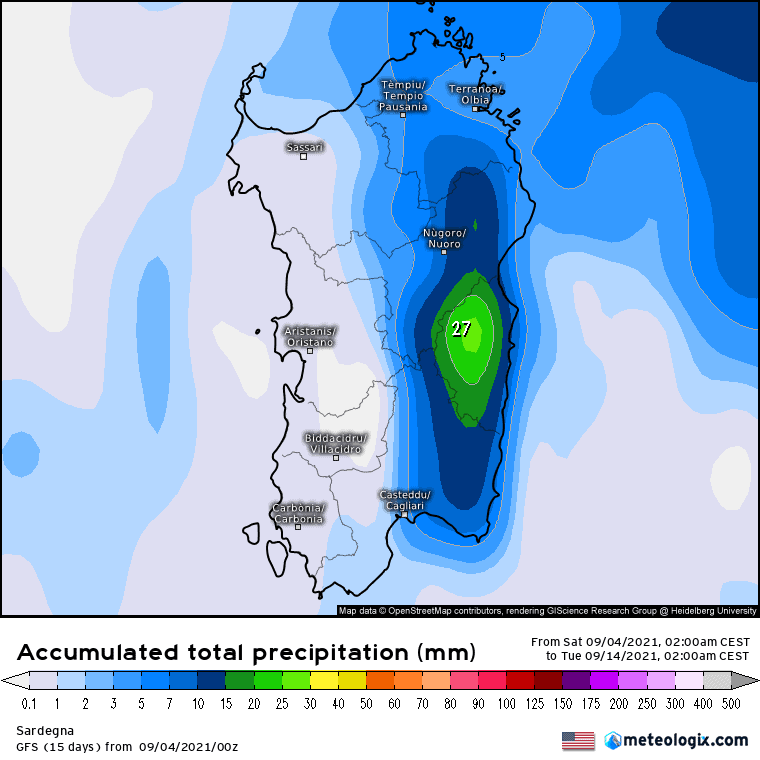 xx model en 343 0 modusa 2021090400 240 1177 157 - Meteo Sardegna, previsione delle piogge dei prossimi 10 giorni. Mappe a confronto