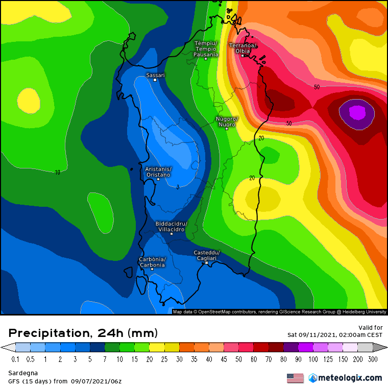 xx model en 343 0 modusa 2021090706 90 1177 63 - SARDEGNA, centri meteo nel caos, rischio di eventuali piogge intense. MAPPE