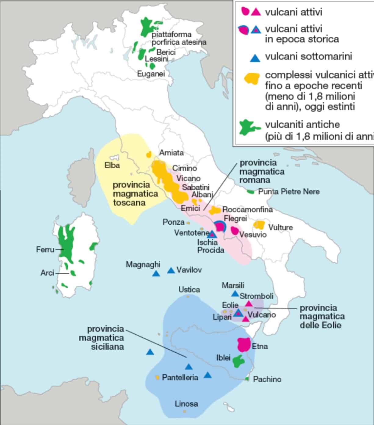 aree vulcaniche - Sardegna accerchiata da aree sismiche e vulcani sottomarini. Mappe