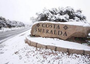 Neve in Costa Smeralda, febbraio 2018.