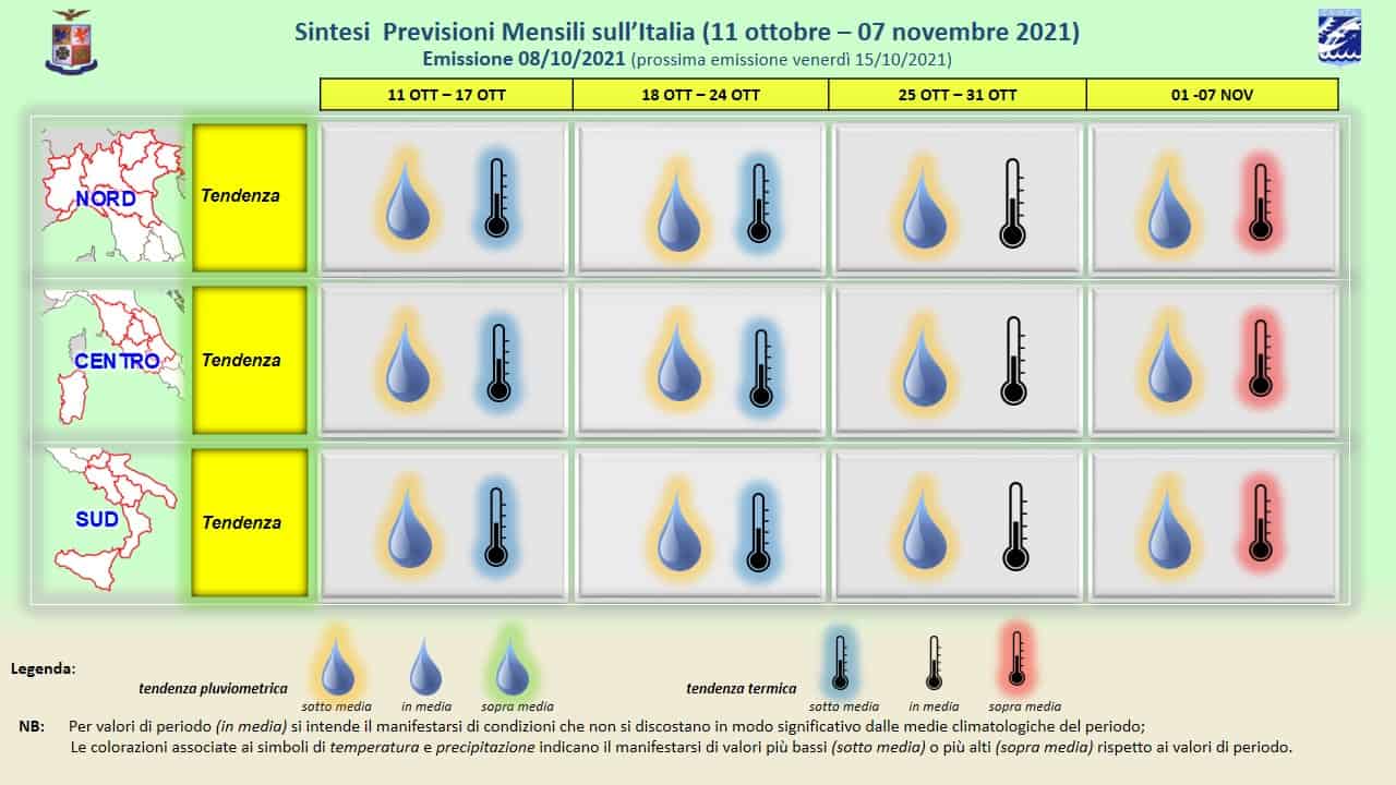 previsioni mensili 08 10 2021 - SARDEGNA:  fresco, freddo per il Meteo Aeronautica nel bollettino sino al 7 novembre