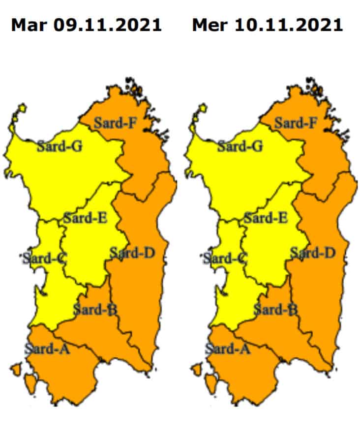 allerta meteo - SARDEGNA c’è ALLERTA METEO per rischio di Maltempo di forte intensità