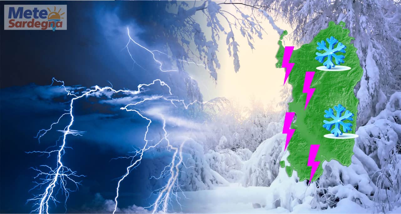 meteo sardegna - Meteo SARDEGNA, inizia la BURRASCA invernale. Arriva la NEVE sui rilievi. Mappe