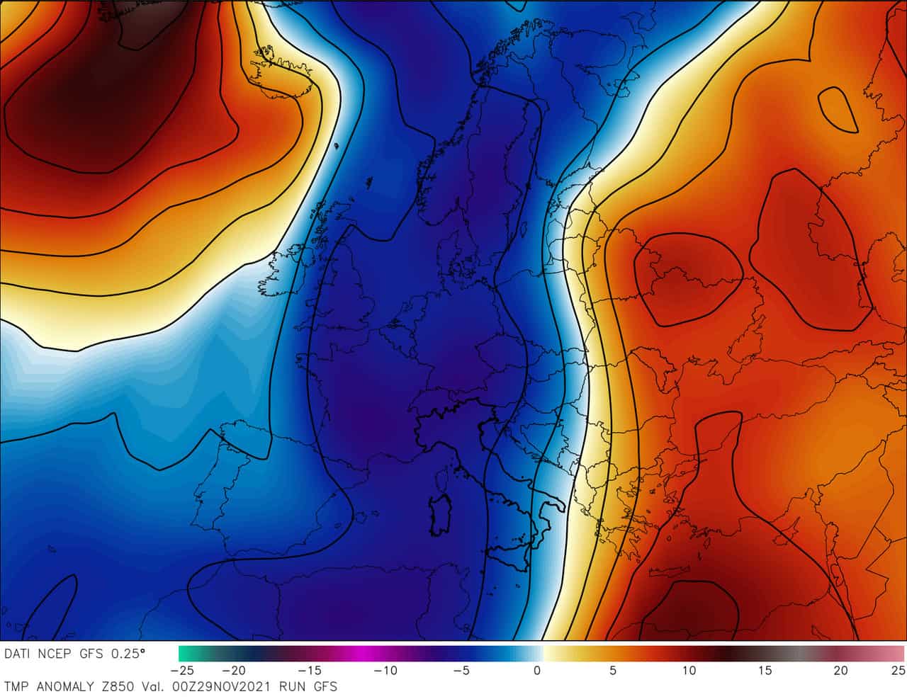 t850anom 96 - Meteo SARDEGNA, peggioramento. Maltempo con anche grandine. Neve improvvisa