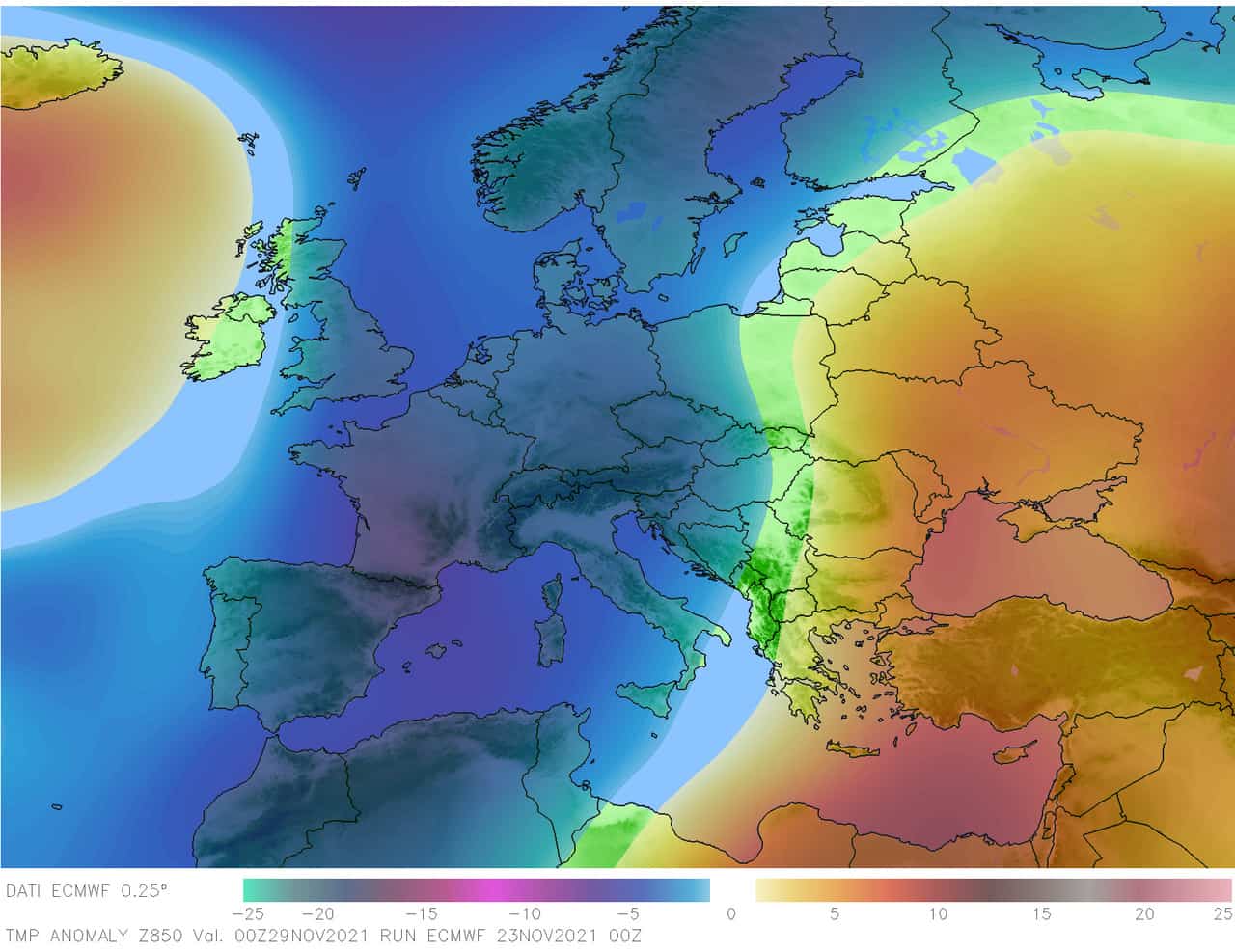 t850anom og 144 - Meteo SARDEGNA: verso acuto e prolungato MALTEMPO. Prima NEVE