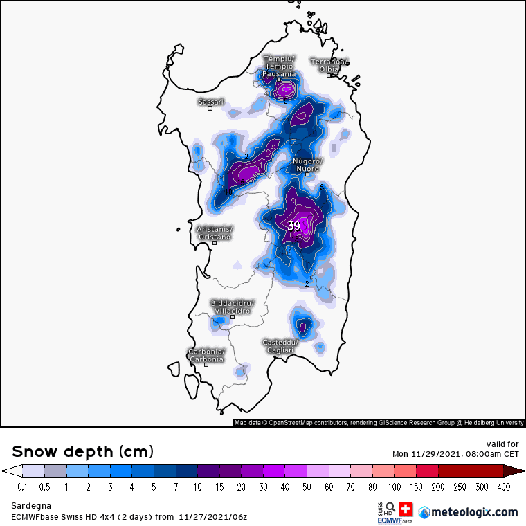 xx model en 343 0 modezswiss 2021112706 49 1177 108 - Meteo SARDEGNA: mappe, previsioni sul rischio neve. Aggiornamento