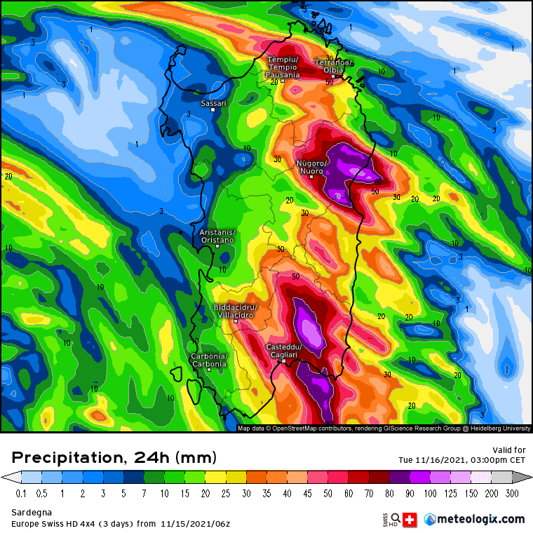 xx model en 343 0 modswisseu 2021111506 32 1177 63 - Pesante ALLERTA METEO per la SARDEGNA: Mediterraneo è un ribollire di cicloni extra-tropicali