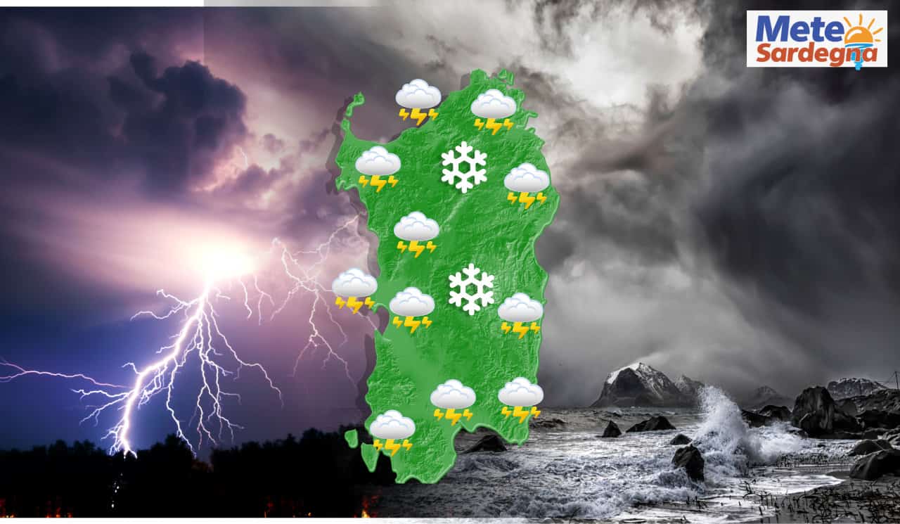 Meteo SARDEGNA, raffica di burrasche. Temporali e grandine. Neve sui rilievi evoluzione meteo sardegna 1 - Meteo SARDEGNA, raffica di burrasche. Temporali e grandine. Neve sui rilievi