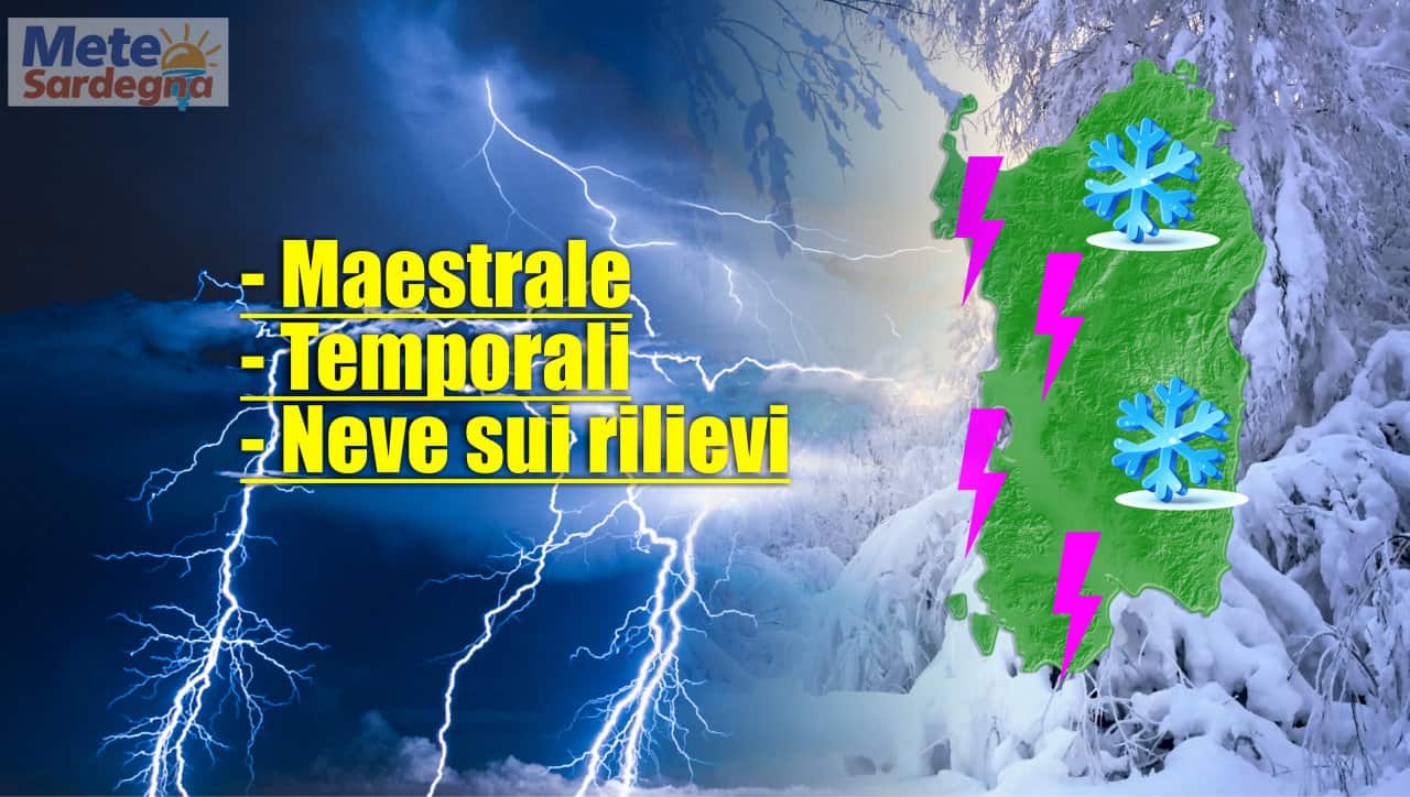 meteo sardegna con peggioramento - Meteo SARDEGNA, dal Vortice Polare impulsi di maltempo. Neve sui rilievi