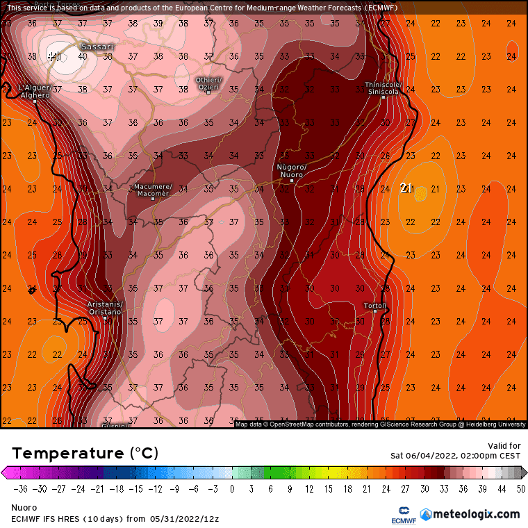 xx model en 343 0 modez 2022053112 96 761 1 - Meteo SARDEGNA, accentuazione acuta del caldo. ULTIME MAPPE