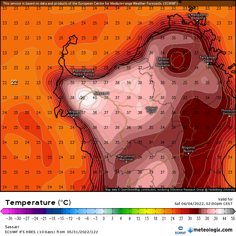 xx model en 343 0 modez 2022053112 96 765 1 - Meteo SARDEGNA, accentuazione acuta del caldo. ULTIME MAPPE