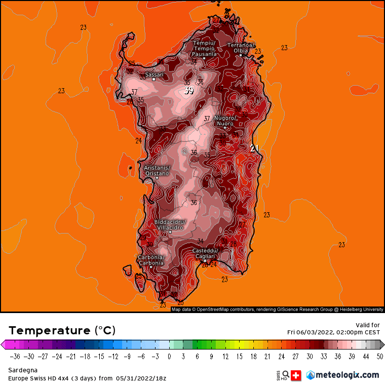 xx model en 343 0 modswisseu 2022053118 66 1177 1 - Meteo SARDEGNA, accentuazione acuta del caldo. ULTIME MAPPE