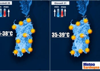 meteo sardegna del 19 07 350x250 - Meteo Sardegna temperature previste questa settimana anche oltre 40 gradi