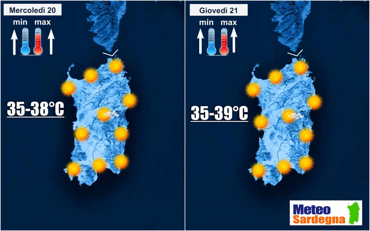 meteo sardegna del 19 07 - Meteo Sardegna, verso a caldo pesante. 38-42 gradi persistenti zone interne