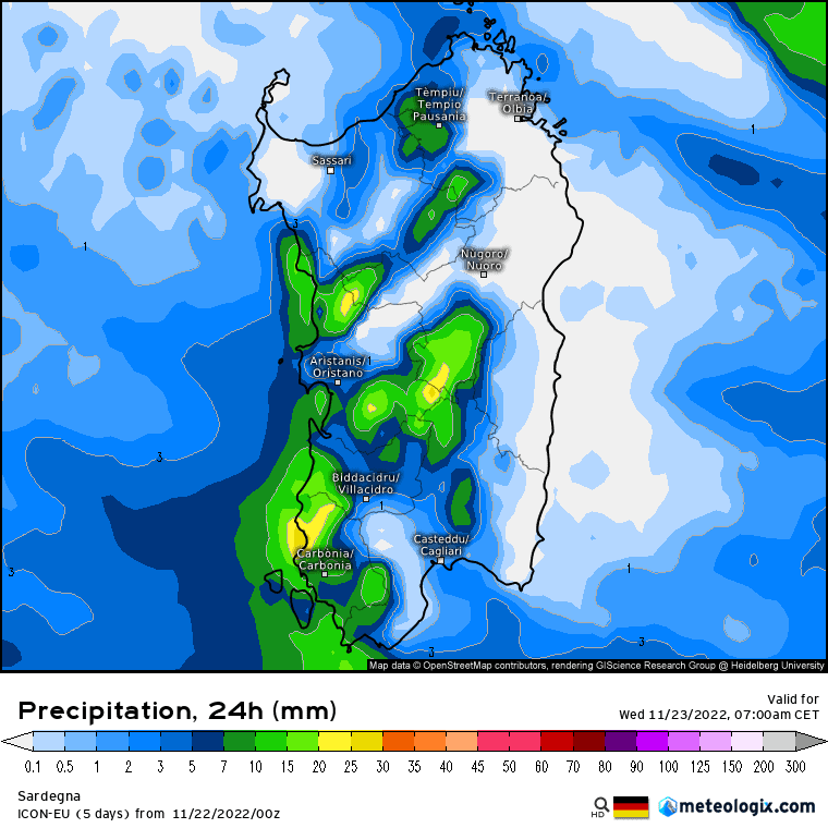 xx model en 353 0 moddeuhd 2022112200 30 1177 63 - Aggiornamento ore 7:00 "edizione Straordinaria del meteo SARDEGNA", danni, allagamenti. Allerta ancora in vigore