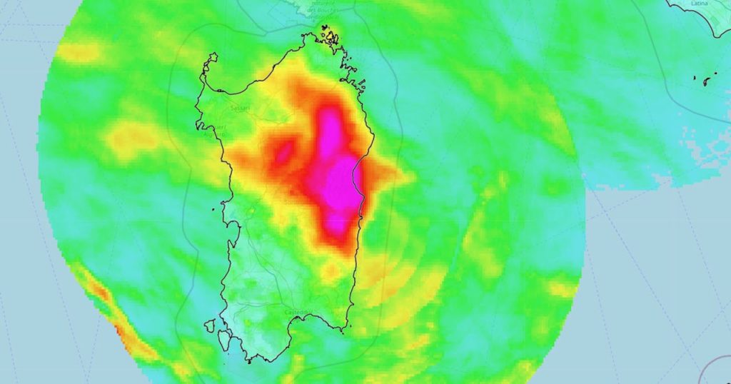 piogge sardegna radar 23 05 1024x538 - Bomba d'acqua in parte della Sardegna: 300 Millimetri di Pioggia in meno di 48 Ore