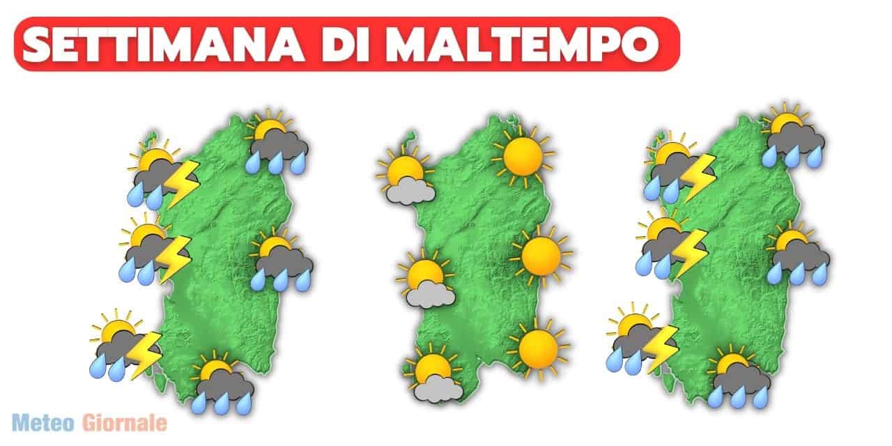 sardegna con varie perturbazioni - Meteo instabile, poi peggiora ancora